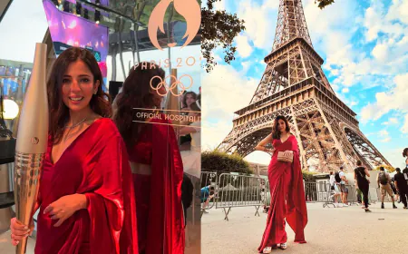 Actress Barkha Singh stuns everyone by wearing a beautiful Indian saree at Paris Olympics!