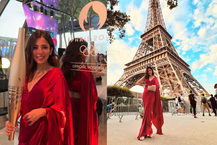 Actress Barkha Singh stuns everyone by wearing a beautiful Indian saree at Paris Olympics!